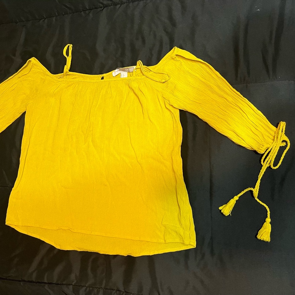 Forever 21 hippie chic mustard blouse